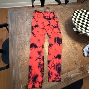 Red and Blue Tie-Dye Leggings